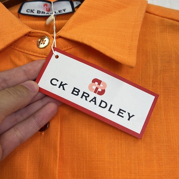 CK Bradley - NWT Orange Button Down Long Sleeve Rope Belt Slit Maxi Dress Large - Picture 12 of 14